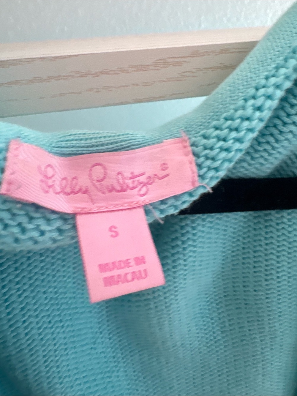 Lilly Pulitzer Light Aqua Hooded Cable-Knit Cardigan - Picture 4 of 4